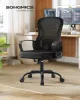 Scaun de birou rotativ, ergonomic, cu spătar din plasă, suport lombar, negru