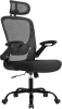 Scaun de birou, ergonomic, din plasă, rabatabil, cu suport lombar căptușit, negru