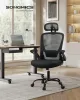 Scaun de birou, ergonomic, din plasă, rabatabil, cu suport lombar căptușit, negru