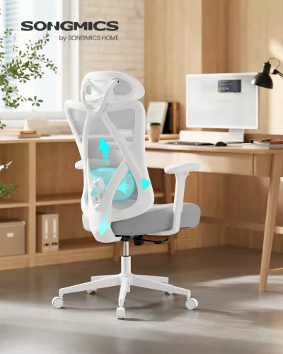 Irodai ergonomikus szék, állítható hálós háttámlával, galambszürke szövet