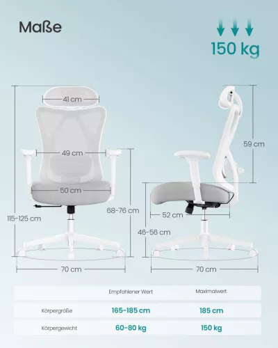 Irodai ergonomikus szék, állítható hálós háttámlával, galambszürke szövet