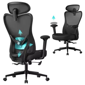 Scaun de birou, ergonomic, cu suport lombar reglabil, negru