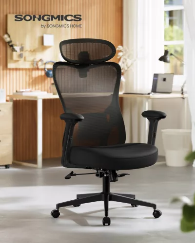 Scaun de birou, ergonomic, cu suport lombar reglabil, negru