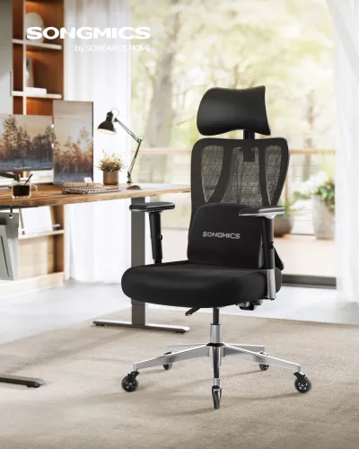 Scaun de birou, ergonomic, suport reglabil, negru cerneală