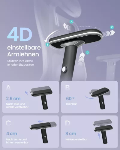 Scaun de birou, ergonomic, suport reglabil, negru cerneală