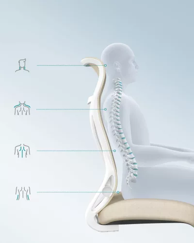 Scaun de birou ergonomic, reglabil pe înălțime, tetieră, bej cappuccino