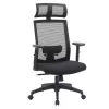 Irodai forgószék, ergonomikus, hálós, állítható fejtámasz, fekete