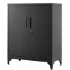 Dulap de depozitare pentru birou, multifuncțional, 2 uși, cu încuietoare, negru 80x40x90cm