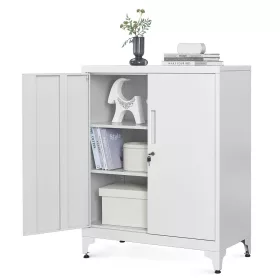   Dulap de depozitare multifuncțional, 2 uși, cu încuietoare, oțel, gri 80x40x90cm