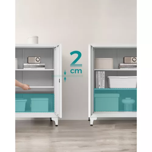 Dulap de depozitare multifuncțional, 2 uși, cu încuietoare, oțel, gri 80x40x90cm