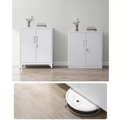 Dulap de depozitare multifuncțional, 2 uși, cu încuietoare, oțel, gri 80x40x90cm