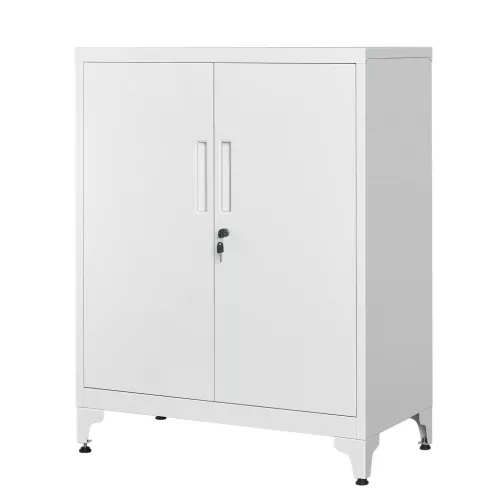 Dulap de depozitare multifuncțional, 2 uși, cu încuietoare, oțel, gri 80x40x90cm