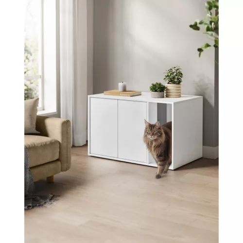 Dulap pentru litieră pentru pisici, suport pentru litieră, alb, 80 x 50 x 50 cm