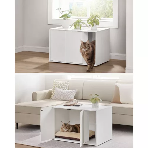 Dulap pentru litieră pentru pisici, suport pentru litieră, alb, 80 x 50 x 50 cm