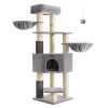 feandrea-stalp-de-zgariat-pentru-pisici-cu-cos-de-odihna-gri-50x50x160cm
