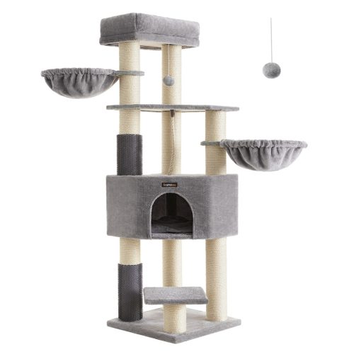 feandrea-stalp-de-zgariat-pentru-pisici-cu-cos-de-odihna-gri-50x50x160cm