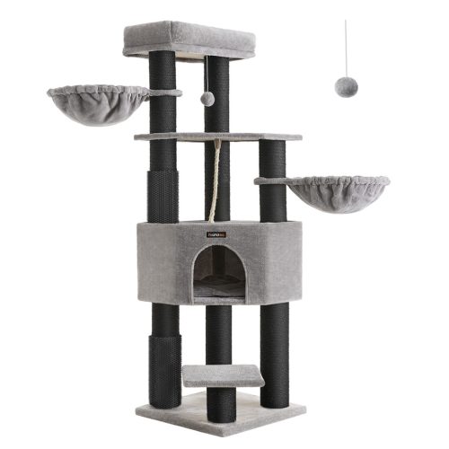 feandrea-stalp-de-zgariat-pentru-pisici-cu-cos-de-odihna-gri-porumbel-si-negru-50x50x160cm