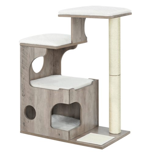 feandrea-stalp-de-zgariat-pentru-pisici-cu-pestera-pentru-pisici-gri-si-alb-66x42x88cm