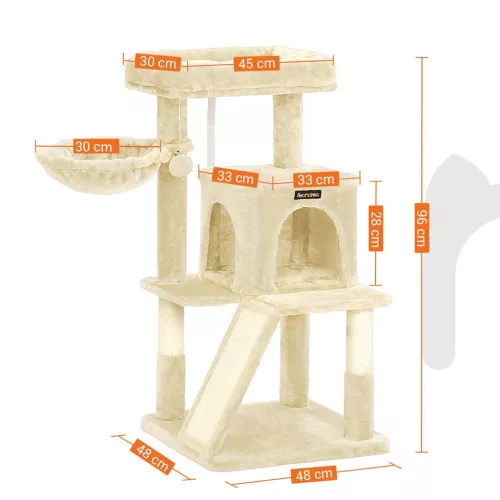feandrea-stalp-de-zgariat-pentru-pisici-turn-pentru-pisoi-cu-cos-de-odihna-bej-48x48x96cm