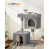 feandrea-stalp-de-zgariat-pentru-pisici-cu-doua-casute-pentru-pisici-gri-84x60x40cm