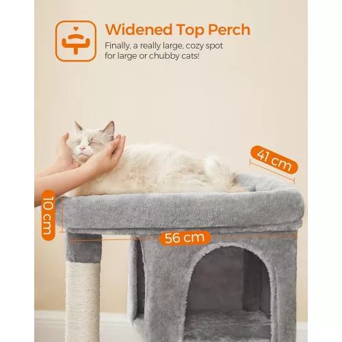 feandrea-stalp-de-zgariat-pentru-pisici-cu-doua-casute-pentru-pisici-gri-84x60x40cm