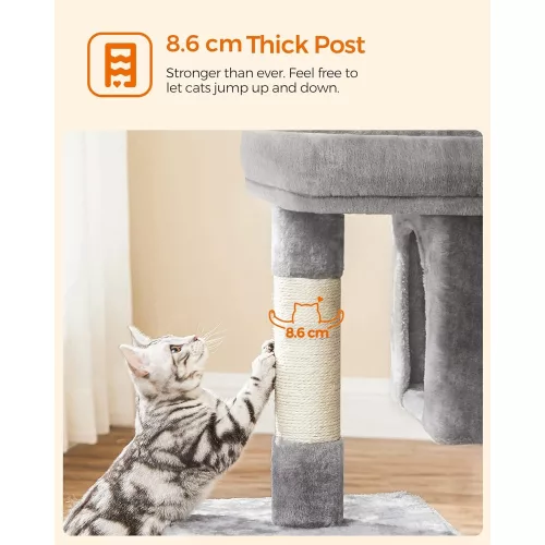 feandrea-stalp-de-zgariat-pentru-pisici-cu-doua-casute-pentru-pisici-gri-84x60x40cm