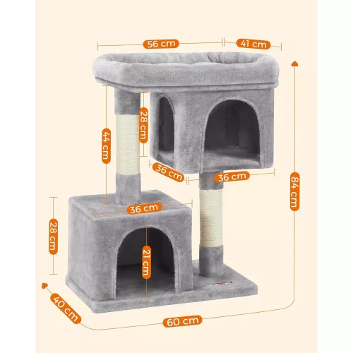 feandrea-stalp-de-zgariat-pentru-pisici-cu-doua-casute-pentru-pisici-gri-84x60x40cm