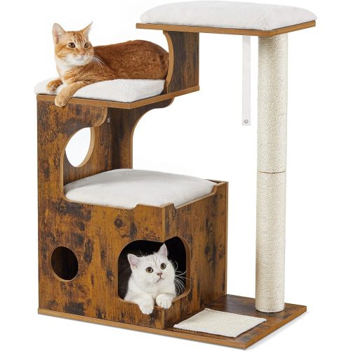 feandrea-stalp-de-zgariat-pentru-pisici-cu-casa-pentru-pisici-maro-rustic-66x42x88cm