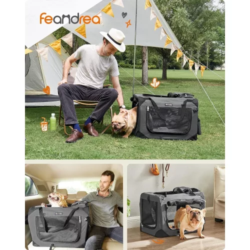 feandrea-geanta-de-transport-pentru-caini-gri-60x42x42cm