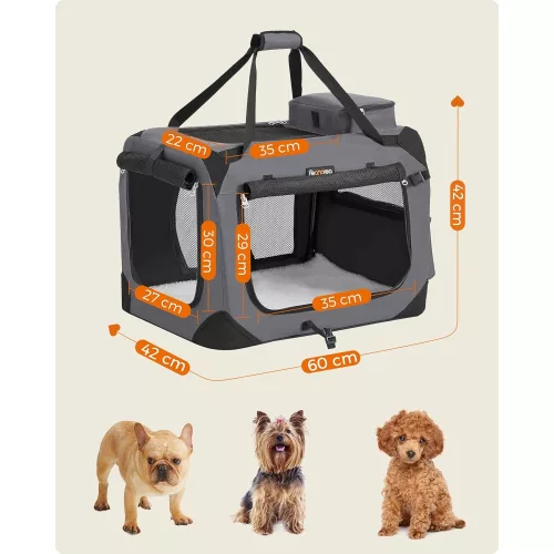 feandrea-geanta-de-transport-pentru-caini-gri-60x42x42cm