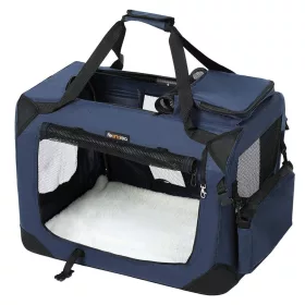   Cușcă de transport pentru câini, pliabilă pentru animale de companie, albastră 70x52x52cm