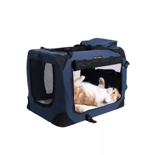 Cușcă de transport pentru câini, pliabilă pentru animale de companie, albastră 70x52x52cm