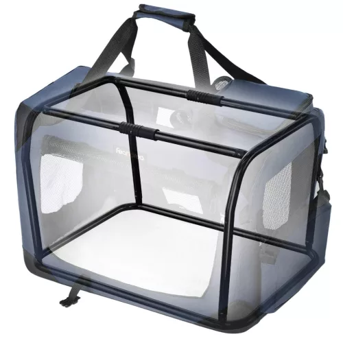 Cușcă de transport pentru câini, pliabilă pentru animale de companie, albastră 70x52x52cm