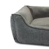 Pat pentru câini, cu aspect de pânză, cu margine ridicată, XL, gri, 110 x 75 x 27 cm