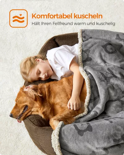 Vízálló kutyatakaró, Sherpa plüss pléd nagy méretű kutyáknak, szürke