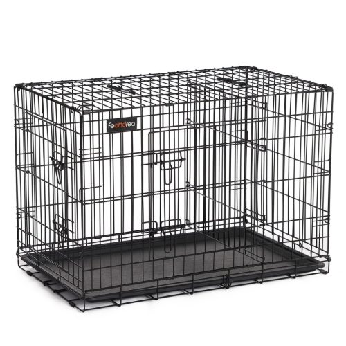 feandrea-cusca-pentru-caini-box-caini-cu-doua-usi-l-neagra-92x57x64cm