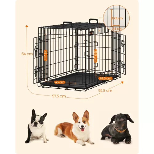 feandrea-cusca-pentru-caini-box-caini-cu-doua-usi-l-neagra-92x57x64cm