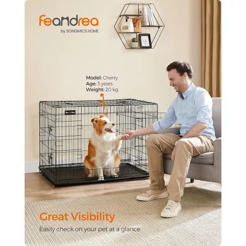 feandrea-custi-pentru-caini-box-caini-cu-doua-usi-xl-negru-107x70x77cm