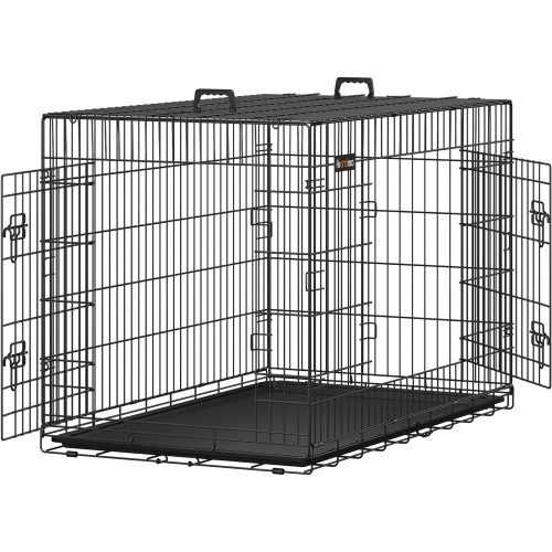 feandrea-custi-pentru-caini-box-caini-cu-doua-usi-negru-122x74x80cm