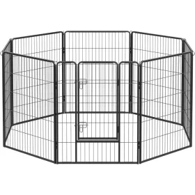 feandrea-gard-pentru-caini-pista-pentru-caini-8-piese-negru-240x80x100cm