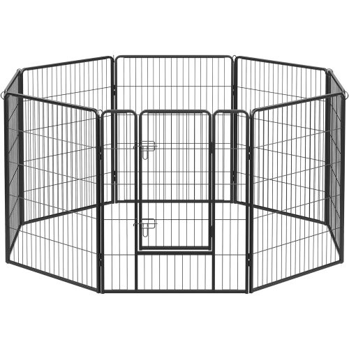 feandrea-gard-pentru-caini-pista-pentru-caini-8-piese-negru-240x80x100cm