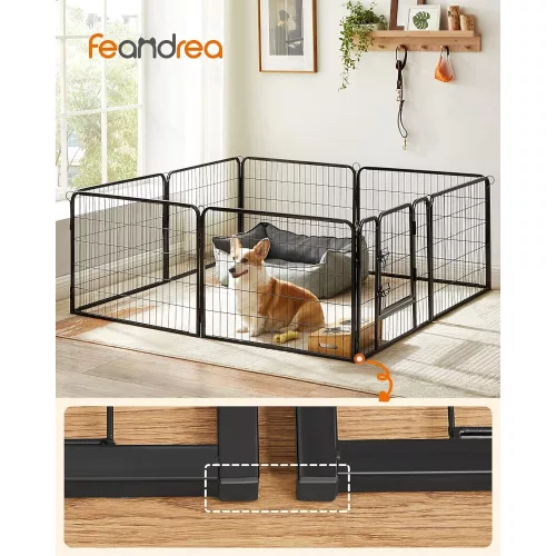 feandrea-gard-pentru-caini-pista-pentru-caini-8-piese-gri-240x80x60cm