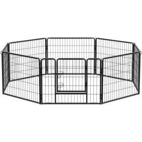 feandrea-gard-pentru-caini-pista-pentru-caini-8-piese-negru-240x80x60cm