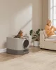 Litiera pentru pisici, cu încuietoare, tavă extensibilă, maro și gri cald 54x42x38cm