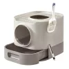 Litiera pentru pisici, cu încuietoare, tavă extensibilă, maro și gri cald 54x42x38cm