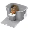 Litiera pentru pisici, cu perete lateral înalt, gri, 54x42x38cm