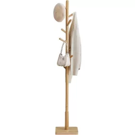   Cuier haine din lemn cu 8 cârlige, natural, 30 x 30 x 173 cm