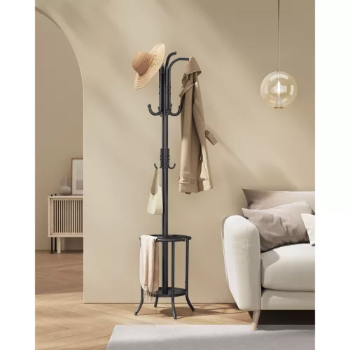 songmics-cuier-haine-metalic-cu-suport-pentru-umbrela-12-carlige-negru-175-cm-inaltime