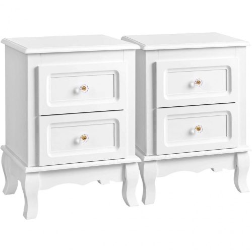 vasagle-noptiera-2-buc-cu-doua-sertare-alb-30x38x52cm