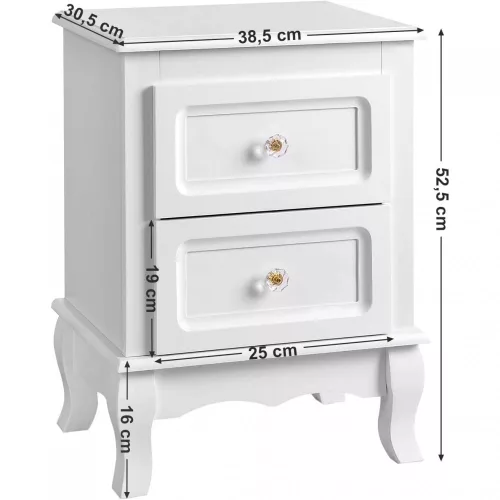 vasagle-noptiera-2-buc-cu-doua-sertare-alb-30x38x52cm
